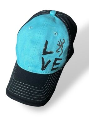 Browning Women's LOVE Logo Black & Teal Blue Turquoise Mesh Snapback Cap